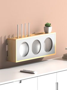 กล่องเก็บอุปกรณ์เครือข่ายแบบไม้สำหรับจัดระเบียบสายเคเบิลและสตรีมมิ่งทีวี ชั้นวางเครื่องเสียบปลั๊ก อุปกรณ์จัดระเบียบในบ้าน