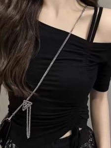 Áo Thun Hở Vai Tay Ngắn Ôm Vừa Vặn Không Đều Cạp Cao Một Bên Vai Dây Rút Thời Trang Mùa Hè Cho Nữ