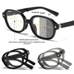 Foldable Presbyopia Glasses Multi Focal+color Changing Eyeglass Lenses Dual-distance Portable and Minimalist Reading Glasses