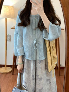 New Chinese Style Cold Relaxing Feel Shirt Top Half Skirt Set Womens 2025 New Arrival Casual High Waist Long Sleeve Long Dress