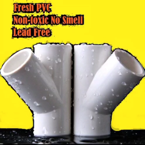 DIY Loegue Konektor fitting Tee Y 45 derajat pipa PVC warna Putih & abu-abu ukuran mulai 1/2" 3/4" & 1 inch atau 22  26 & 32 mm