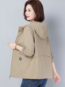 Pure Cotton Casual Short Jacket Womens Spring Autumn Loose Large Size Mom Coat Comfortable Breathable Zipper Closure Long Sleeve