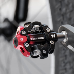 WEST BIKING Mountain Bike Pedal Aluminum Self-Locking for SPD System MD1-C Cleats 2 Bearing MTB Bicycle Clipless Pedals With Locking Plate