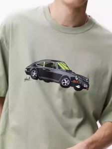 Neighborhood Japanese Style Loose Fit round Neck T-Shirt Pure Cotton Comfortable Casual Mens Shirt Car Print Fashion Urban Spring Short Sleeve