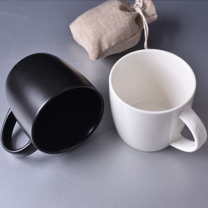 Matte Black Ceramic Cup Large Capacity Nordic Style Simple White Mark Cup Thick Tall Fat Mouth Water Cup for Adults under 9.9 Yuan