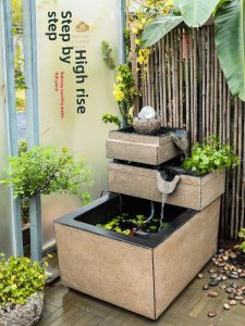 Hanyun Tang Balcony Waterfall Ornament Terrace Top Floor Decorative Water Pool Recirculating Water Floor Standing Landscape Decor Fish Pond