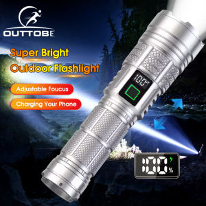 Outtobe Outdoor Flashlight Super Bright White Laser Flashlight Strong Light Telescopic Zoom Portable Multi-function Flashlight Power Display Charging Waterproof Outdoor Flashlight Camping Outdoor Lamp Outdoor Waterproof