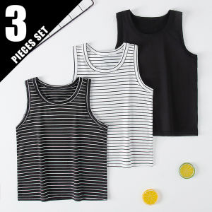 1/2/3 Pcs Childrens Four Seasons Joker Striped Vest Boy Leisure Sports Comfortable Bottoming Shirt Girl Thin Cute Multicolor T