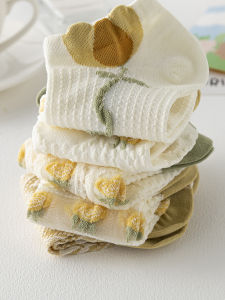 Socks Womens Socks Flats Summer Pure Cotton Internet-Famous Crystal Spun Glass Ins Tide Japanese Style Thin Low Cut Low Waist Boat