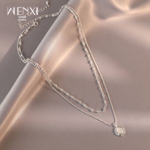 WENXI | Pearl Pendant Double Layer Luxury Clavicle Necklace