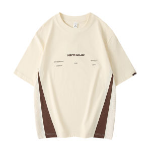 GYXT | Summer New Heavyweight Trendy Mens Round Neck Printed T-shirt Loose Large Size Casual Half Sleeve Breathable Cotton Blend