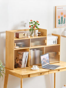 Minimalist Modern Telescopic Desktop Bookstand Multiple Layers Extendable Storage Organizer for Kids in Wood Material