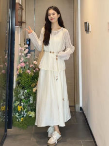 SENWA | French Style White Sleeveless Dress Spring Elegance