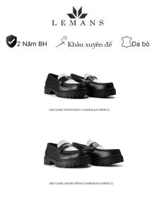 The Classic Chunky PENNY LOAFER White LEMANS 02 Phiên Bản - Đế cao 5cm Full cao su nguyên khối Da bò nguyên tấm BH 24T