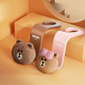 ตัวรถติดเบาะรถแบบพับได้สุดน่ารักของ LINE Brown Bear สำหรับเก็บของในรถ วัสดุ PVC ที่ปรับได้ สำหรับทุกฤดูกาล