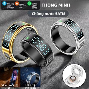 Nhẫn Thông Minh Màn Hình LED 2025 Dành Cho Nam & Nữ Theo Dõi Nhịp Tim & Oxy Máu Chống Nước IP68 Nhiều Chế Độ Thể Thao Đếm Bước Chân