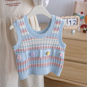 Stylish Childrens Knitted Vest Sweet Wear-out Gilet