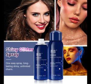 150ML Body Glitter Spray Body Shiny Glitter Spray for Skin Hair and Clothing Highlight Powder Spray Shimmer Silver Glitter Hairspray for Prom Festival Rave Stage Makeup,Party Glitter Spray