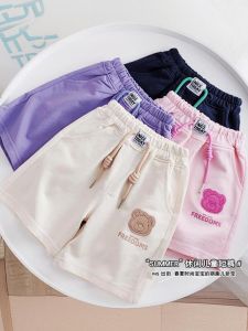 Summer Cotton Short Pants for Girls Childrens Casual Five-Part Thin Sports Pants Cute Girls Clothing Non-Fleece Mid-Waist Elastic Waistband