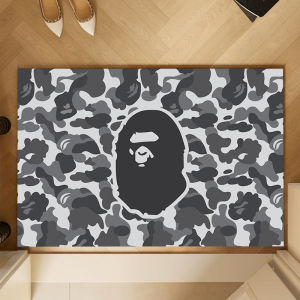 Fashionable Camouflage Ape Soft Silicon Dendroid Bathroom Carpet Anti-Slip Absorbent Toilet Washstand Floor Mat Rectangular Polyester Fiber