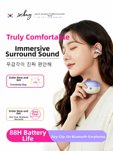 Clip-on Bluetooth Headphones for Sports Long Wear Long Battery Life