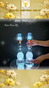 Đèn Pha Lê Cầu Cao Cấp LED 7 Màu CHÂN THIỆN MỸ Vật Phẩm Phong Thủy Đèn Bàn Thờ Led 7 Màu PLC-12