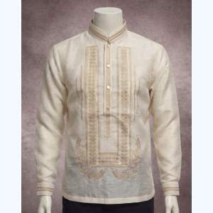 【 PREMIUM 】Modern Barong Tagalog Piña Jusilyn Long Sleeves Embroidery Mandarin Collar