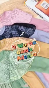 Adeeva Kids + Hijab Crinkle Mix Brukat Gamis Anak Perempuan Umur 9 10 Tahun Dress Anak Cewek Viral