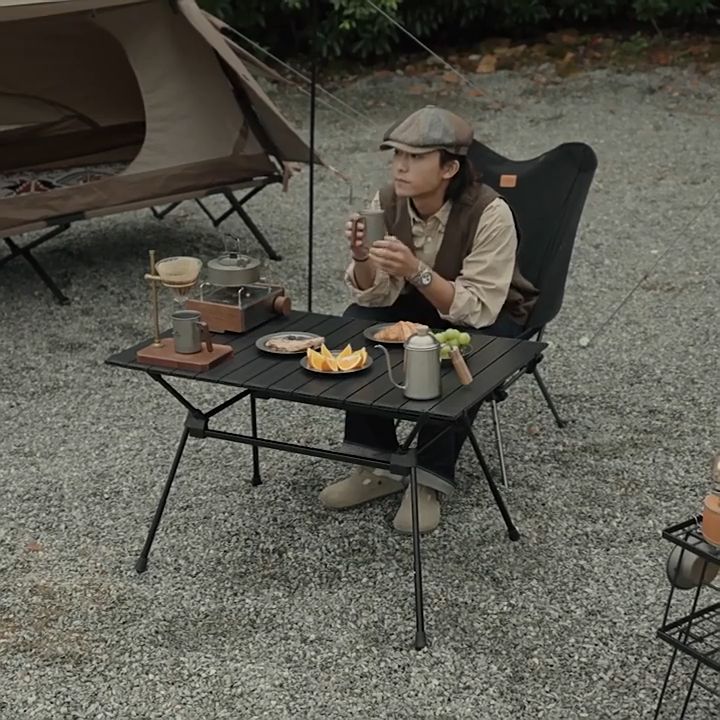 Naturehike FT12 Black Aluminum Egg Roll Camping Portable Folding