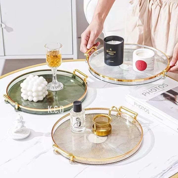 Gold Large Cocktail Tray Large Round Tray With Handle Gold Serving