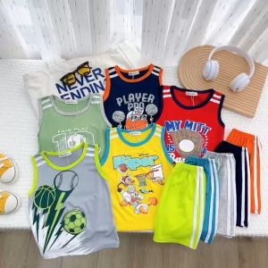 Bộ Quần Áo Ba Lỗ Trẻ Em hiệu MINKY MOM Phong Cách Thể Thao Cho Bé Trai 8-27 kg Vải Thun Lạnh Mềm Mát BL-IN73