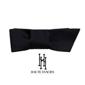 Elegant Black Satin Sash with Wide Butterfly Knot Waist Belt for Women Haute Fancies Post Concept Fashionable Accessory