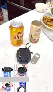 Dụng cụ mở cắt nắp lonkhui bật nắp chai bia 2 in1 bằng Inox.Dụng cụ mở ruou_vangkhui nắp chai 2in1