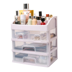 Cosmetics desktop storage box transparent drawer storage box stationery box office document storage box cosmetics with drawer storage box