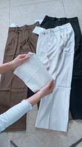 Khuy Giữa Quần Ống Rộng Quần Ống Suông Lưng Cao Vải Tuyết Mưa  có big size 103Kg.