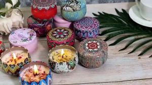 Nến thơm Noel sáp thơm nến thơm mini hoa khô tinh dầu thư giãn phong cách vintage - Happy Home 4U