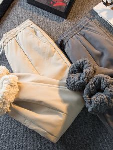 Thickened Fleece Winter Casual Pants for Men Warm Laid-back Style Youthful Trend Loose Fit Sweatpants Teenager Long Trousers