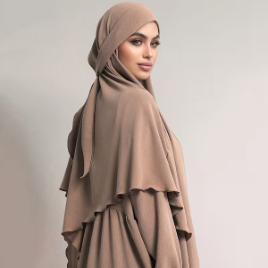 Elegant Long Muslim Head Covering with Tie Closure Womens Islamic Hijab Prayer Headscarf Ready to Wear Abaya Hijab for Daily