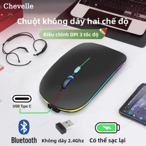 Chuột Chơi Game Không Dây RGB 2.4G USB C Sạc Silent Click 85G Nhẹ Công Thái Có Thể Điều Chỉnh Dpi Cho iPad Laptop Mac