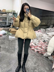 New Chinese Style White Duck down Short Coat Womens Stand Collar Fashion Loose Waist Inward Outerwear Button Design Warmth