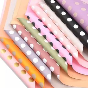 20 Lembar Flower Wrapping Polkadot Cellophane Kertas Buket Pembungkus Bunga Waterproof KB11