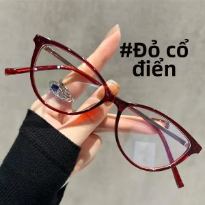 Kính Đọc Sách Mắt Mèo Thời Trang Nữ Chống Ánh Sáng Xanh Tròng Kính Trong Suốt Gọng Hình Chữ Nhật Trang Trí Cá Nhân Hóa Kính Mắt Dùng Ngoài Trời