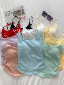 Fresh Pure Desire Design Sense Pleated Strap Vest Womens Inner Wear Outer Wear Slim Fit Beautiful Back Summer Top