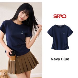 spao | Short Shoulder T-Shirt Bear Embroidery
