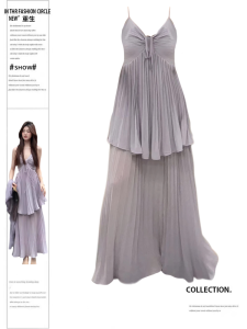 plus Size Womens Loose Fitting Strap Dress Summer New Style Casual High Waist A-Line Long Dress Fairy Tale Pure Desire