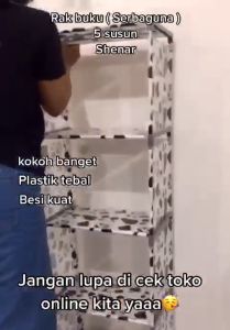 MURAH MERIAH !! RAK PORTABLE/ RAK SERBAGUNA/ RAK BERMOTIF/ RAK BONGKAR PASANG (RAK BUKU 1x5 - BLUE POLKADOT) SHENAR