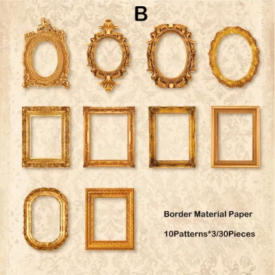 Journamm 30pcs/pack Vintage Cutout Frame Decor Paper Junk Journal DIY Scrapbooking Collage Materials Planner Creative Stationery