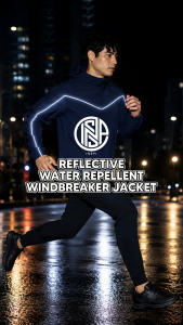 INSPI Reflective Water Repellent Windbreaker Jacket for Men High Neck Full Zip Long Sleeve for Women with Hood & Pockets