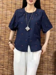 QINGNAER | New Summer Short Sleeve Casual Loose Big Size Womens Shirt