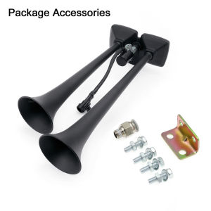 12V 24V Dual Trumpets Black Super Loud Electric Air Horn for Car Boat Compressor Horn Auto Truck Horn Speaker Universal Car Part